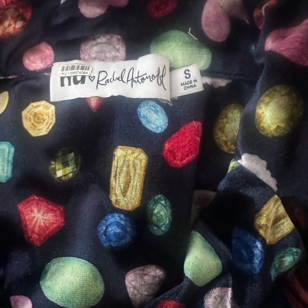 Rachel Antonoff x Nuuly Velvet velour jewel print jumper coverall romper Small - Picture 5 of 5